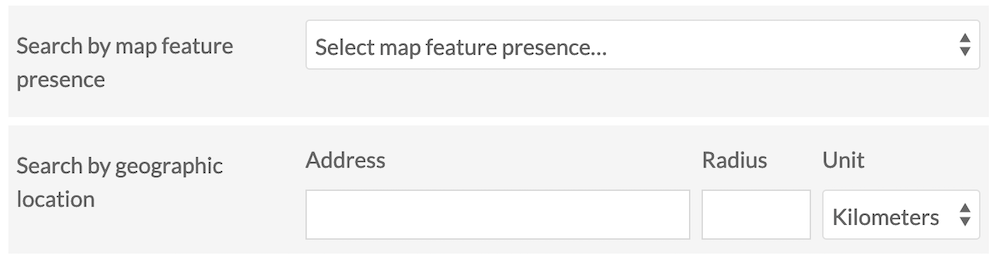 Map-based searching in the admin side.