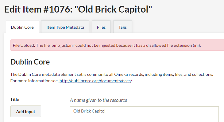 When a disallowed file type upload is attempted