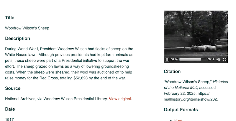 An item on the National Mall History website with an mp4 player.