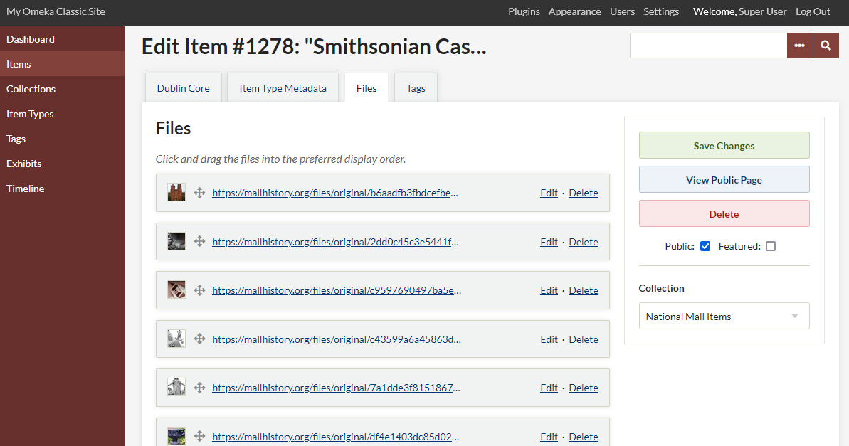 The Files tab with multiple items. A four-pointed arrow icon shows you can drag and drop the files to reorder them.