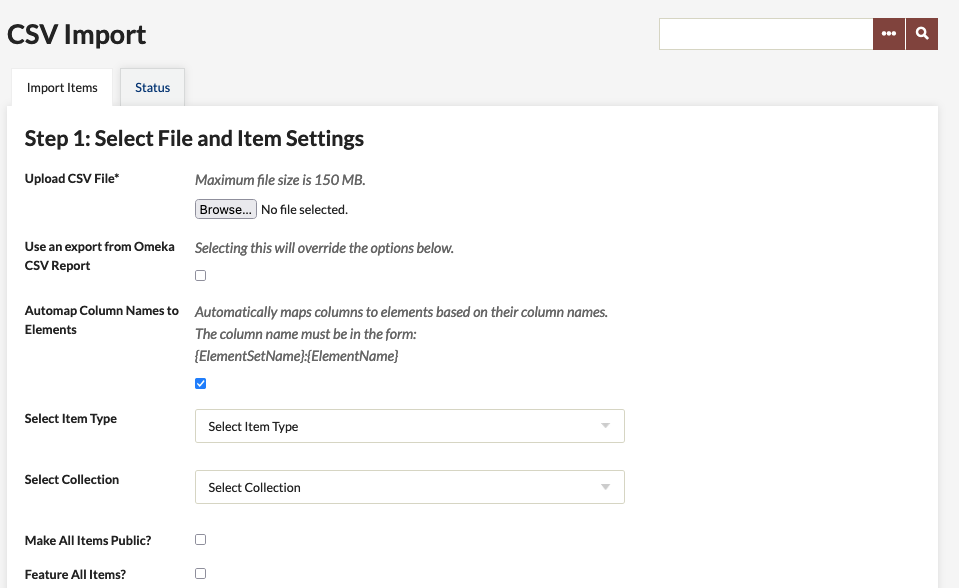 Basic import settings