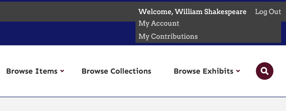 A logged-in guest user hovering over the header bar.