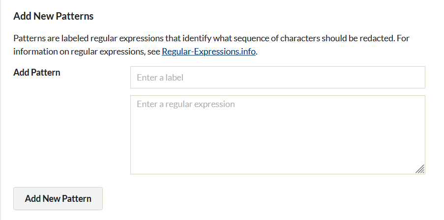 Add a new pattern with fields for label and expression
