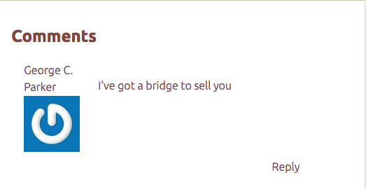 A spam comment reading "I've got a bridge to sell you"