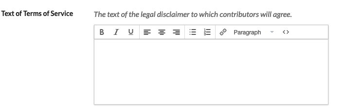 Terms of service field with lorem ipsum, some of which has been formatted into a bulleted list