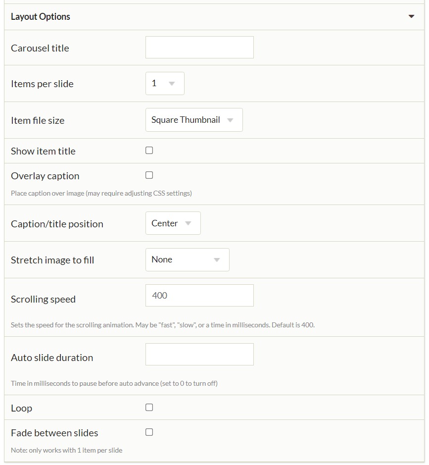 Carousel block layout opion