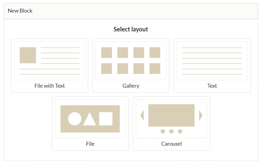 Select block dialog with options as described above