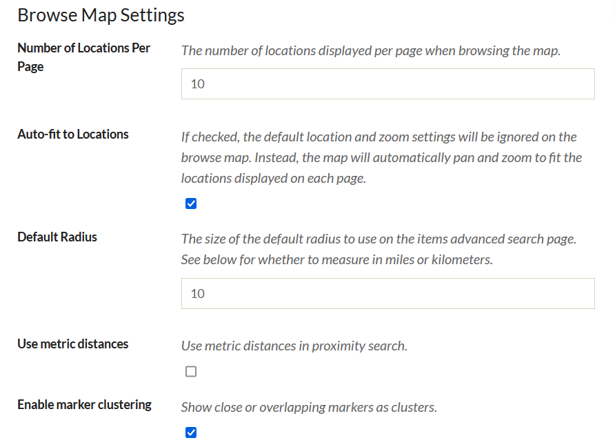 Browse map settings for geolocation