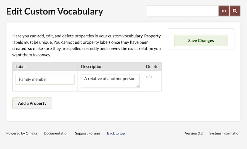Adding a property to the custom vocabulary