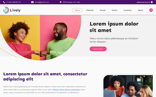 Screenshot of the Omeka S version of the new theme Lively.