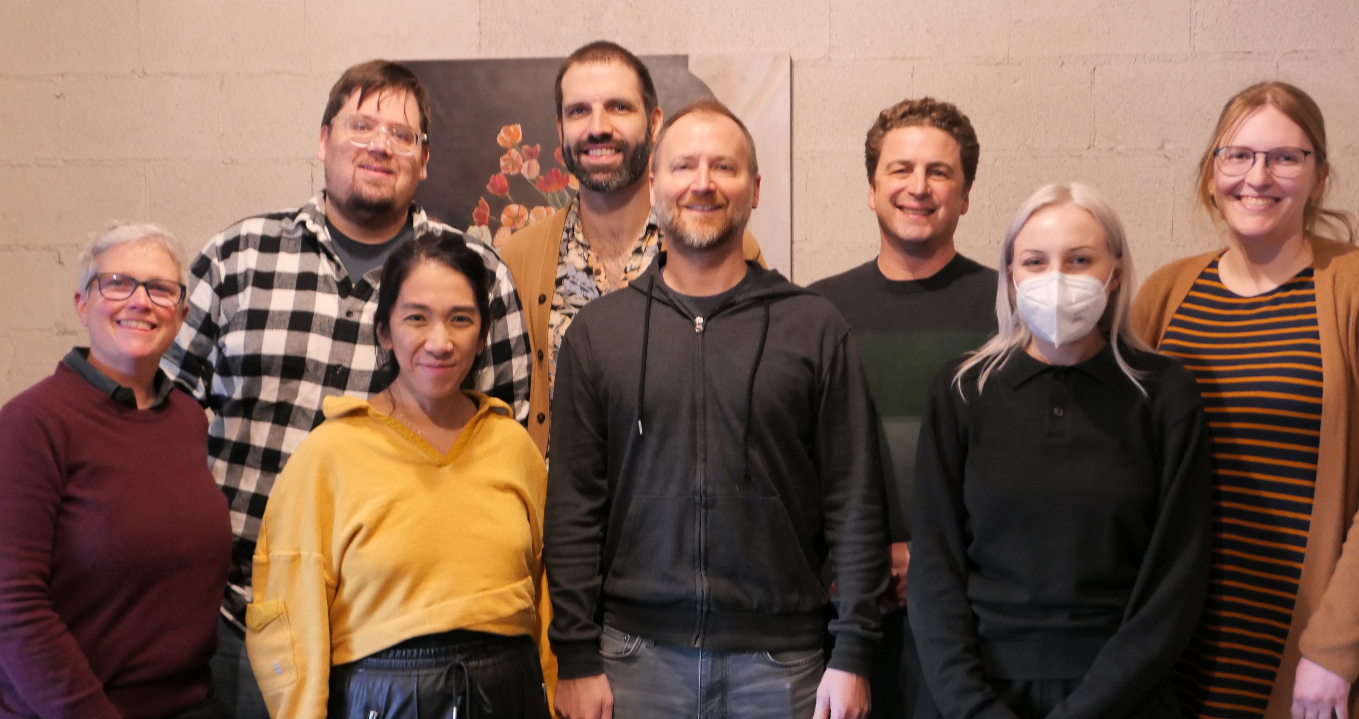 Omeka team, 2025: Back row L to R: John Flatness, Matthew McKinley, Ken Albers, Katherine Knowles; Front row L to R: Sharon Leon, Kim Nguyen, Jim Safley, Avianna Miller