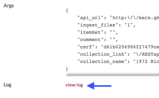 The Logs heading with "view logs" below in orange, indicating it is a link