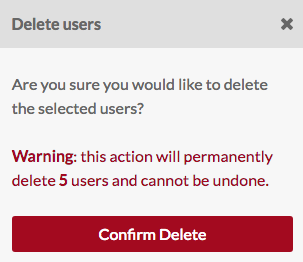 Confirm delete message for 5 users