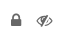 a set which is closed and private, with a closed padlock icon and  an icon of an eye with a slash through it