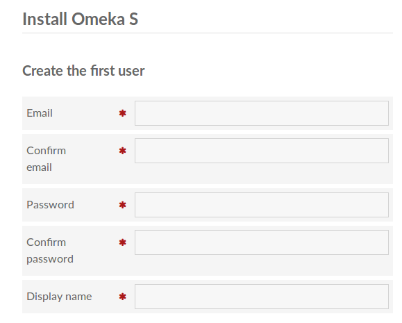 First user section with fields as described