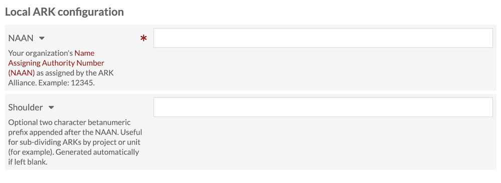 Local ARK configuration fields as described below.