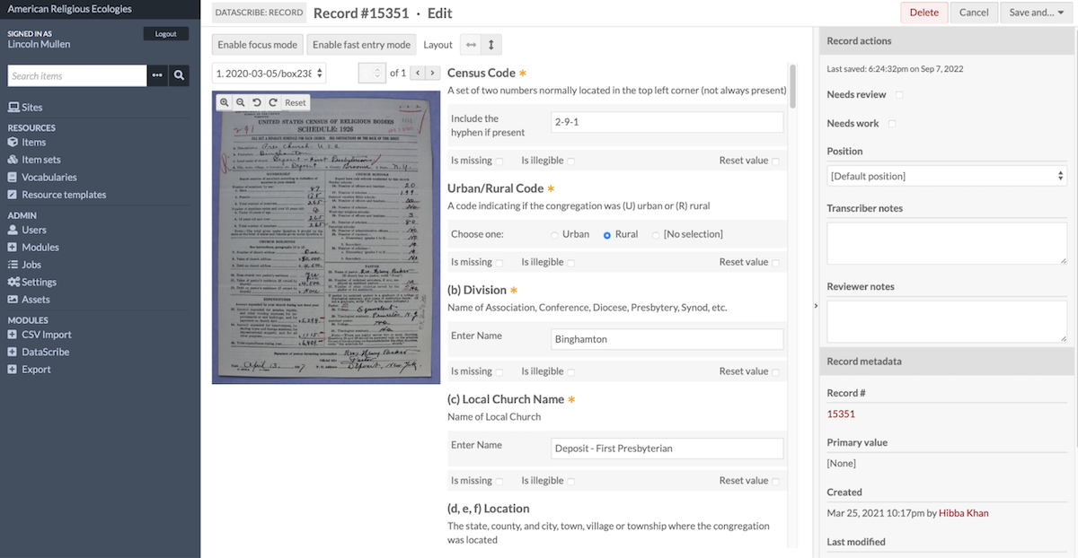 Datascribe transcription interface