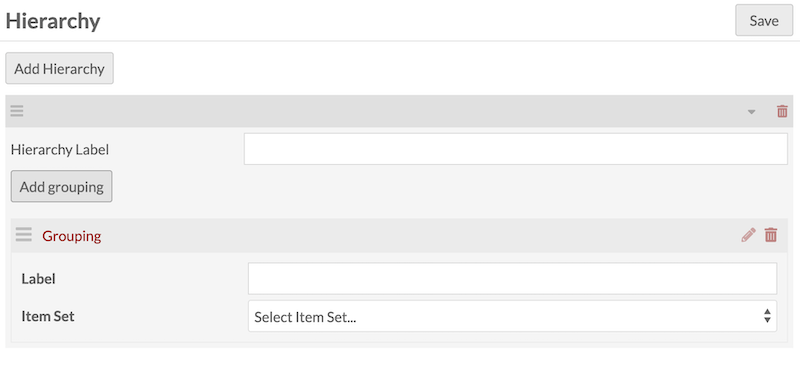 Adding a new hierarchy on the Hierarchy page.