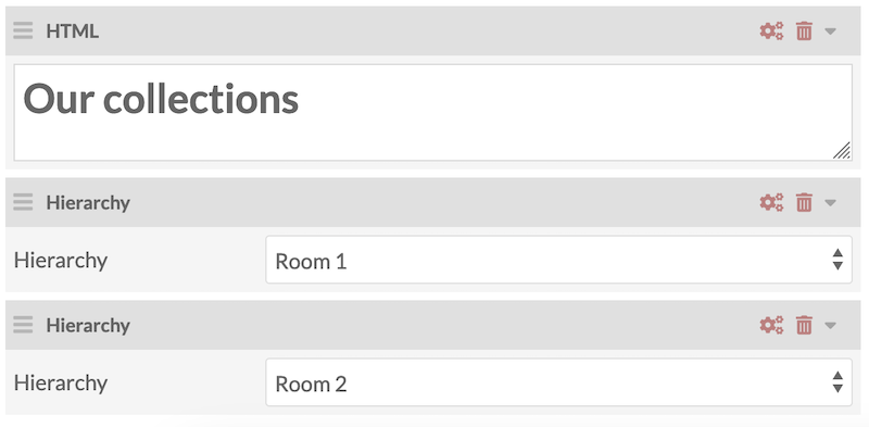 The Hierarchy page block on the admin side.