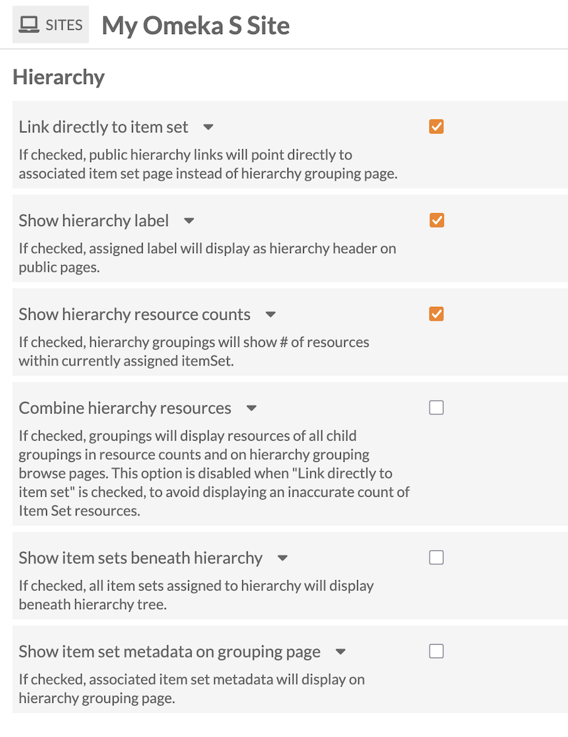 An example configuration screen is filled out