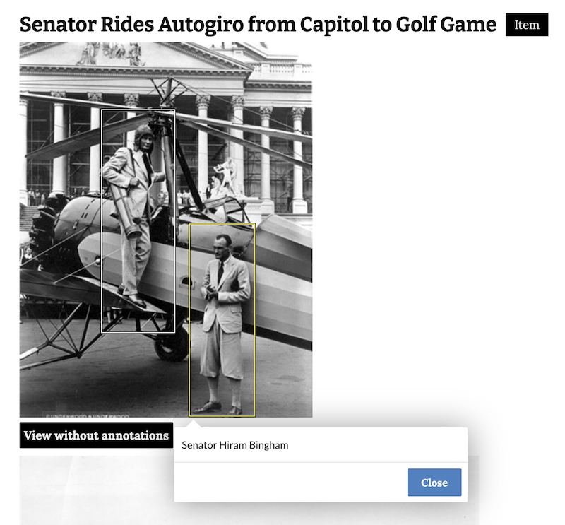The media with its annotations, displayed on the item view page.