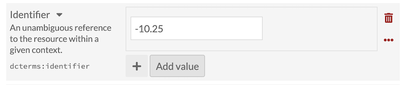 Field for property Spatial Coverage with the number 1 in the number entry field, and up or down toggle button on the right side of the field